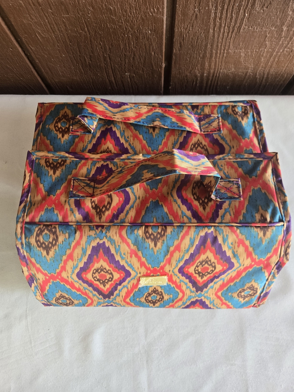 JM New York Colorful Cosmetic Fold Up Train Case - 4 Zippered Pouches
